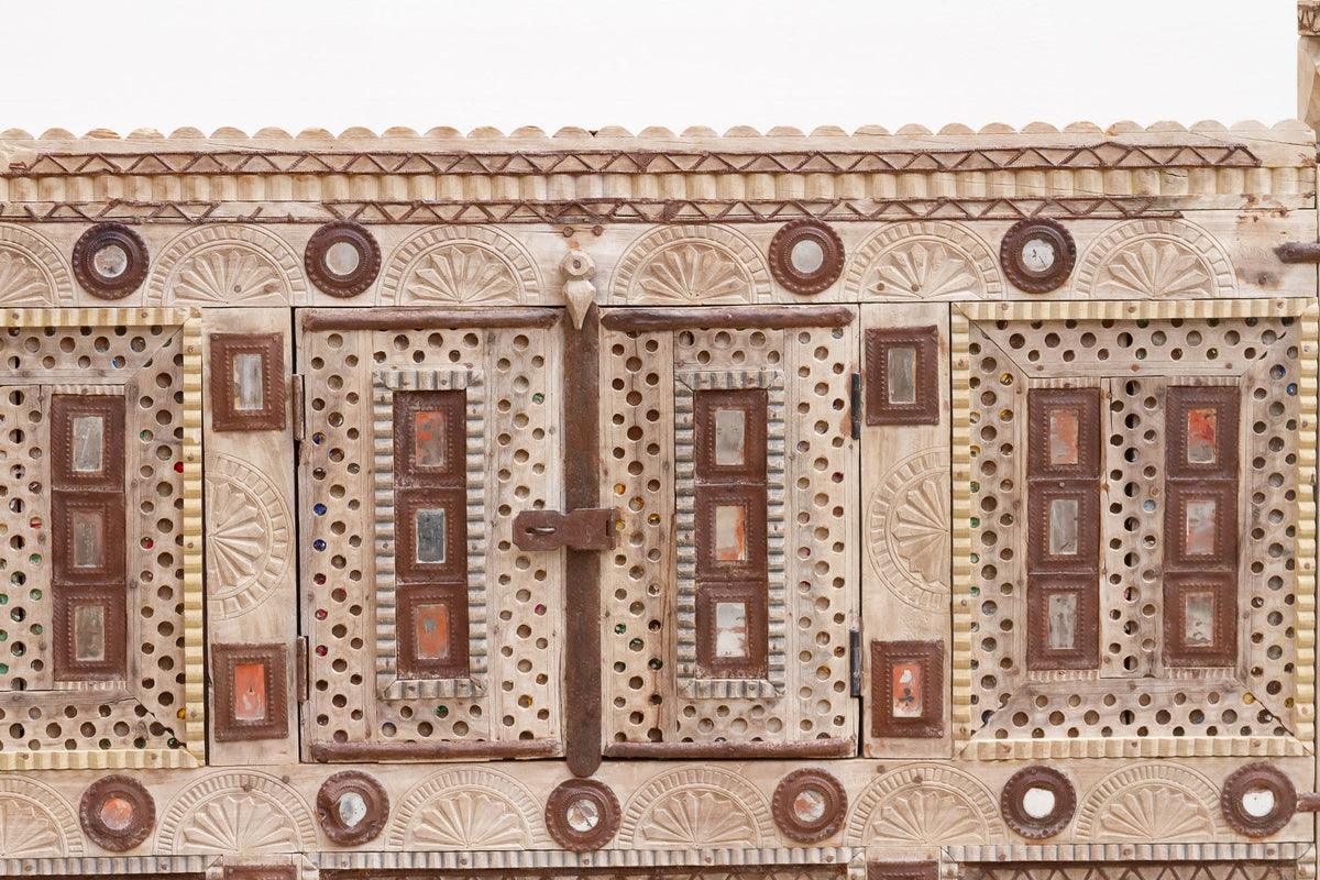 Finely Carved Indian Dowry Chest Cabinet