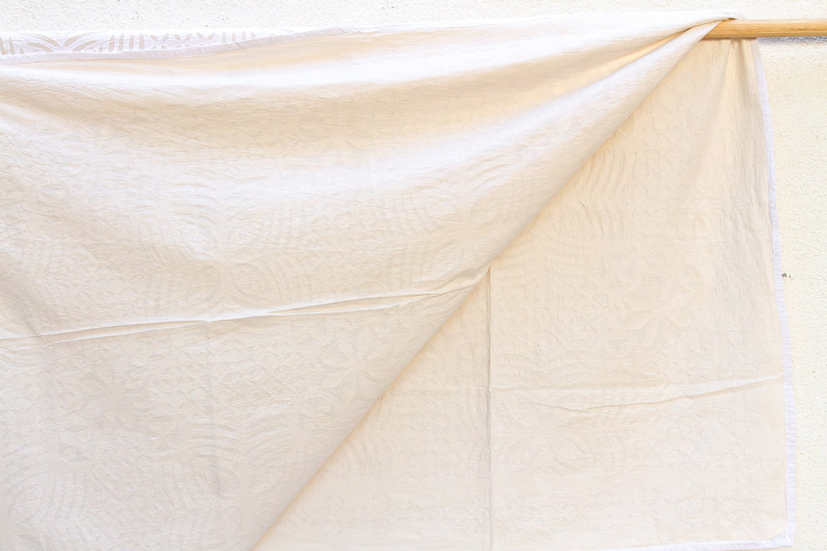 Sunflower Bloom White Cotton Applique Bedcover