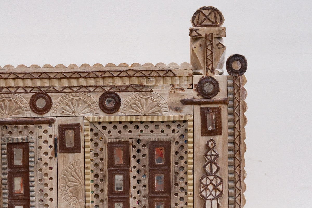 Finely Carved Indian Dowry Chest Cabinet