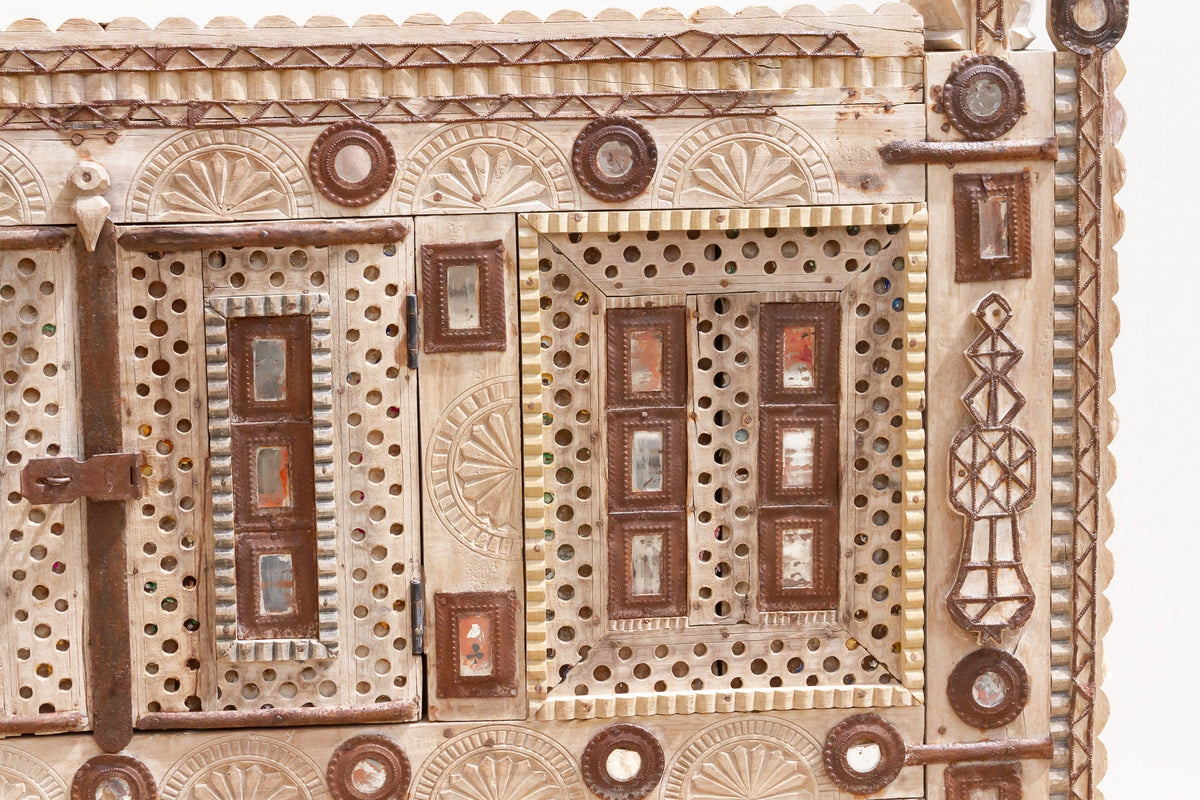 Finely Carved Indian Dowry Chest Cabinet