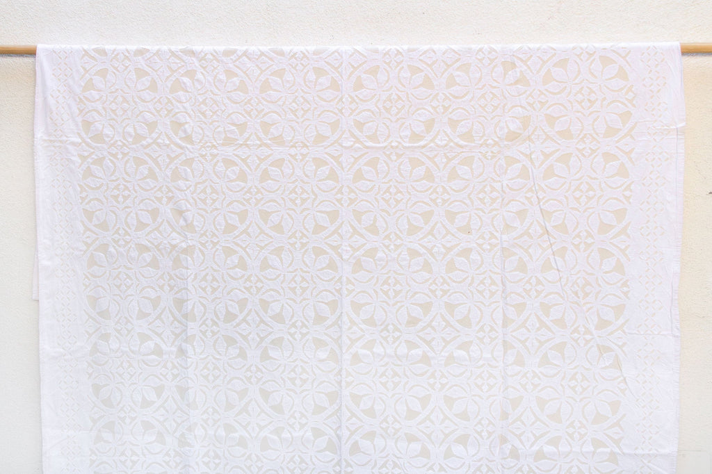 Lotus Bloom Artisan Floral Applique Quilt
