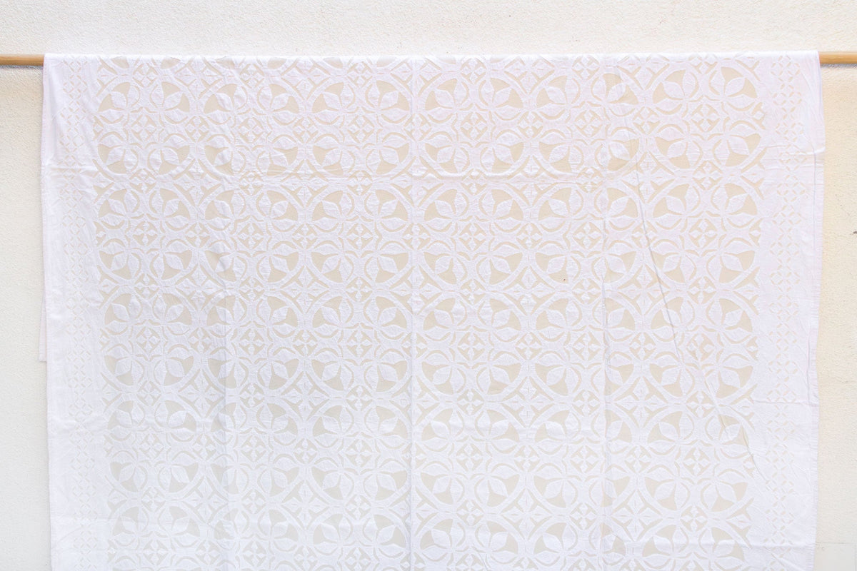Lotus Bloom Artisan Floral Applique Quilt
