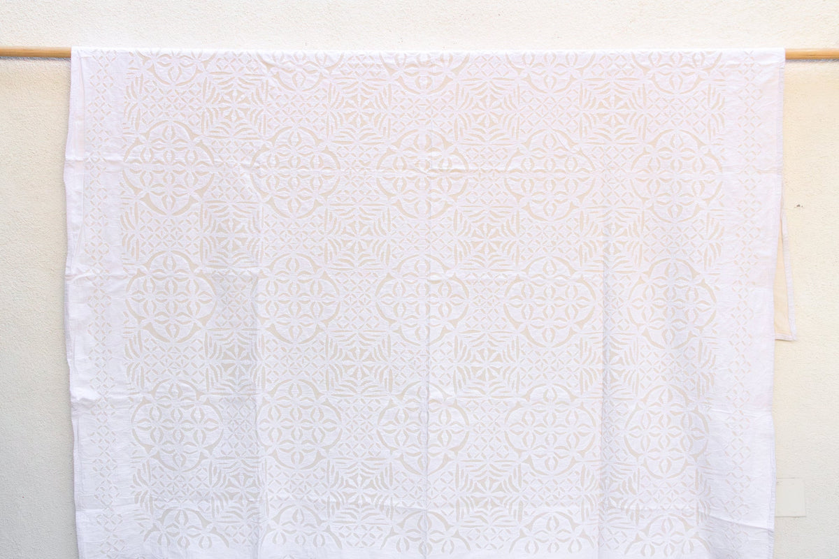 Peony Circle Cotton Applique Bedcover