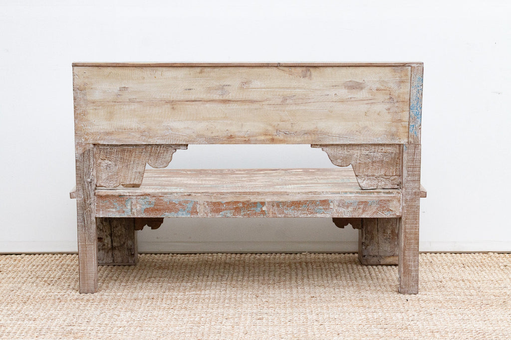 Exquiste Hand-Carved Teak Tribal Settee Bench