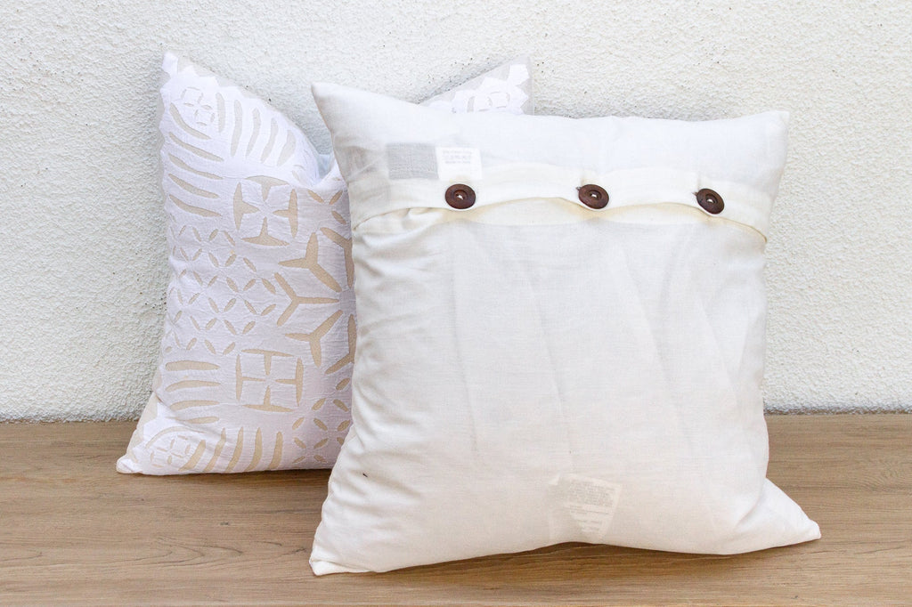 Jaisalmer Star, Pair of White Appliqué  Pillow Covers