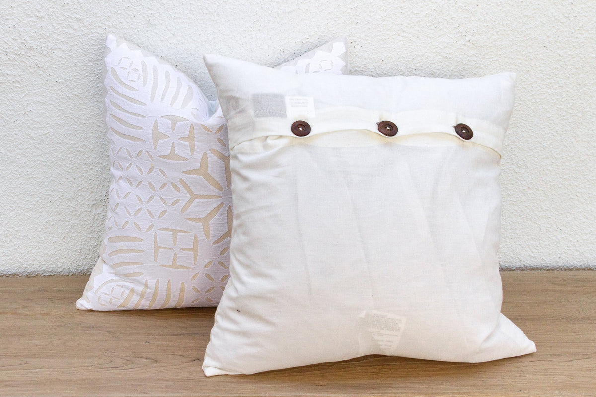 Jaisalmer Star, Pair of White Appliqué  Pillow Covers