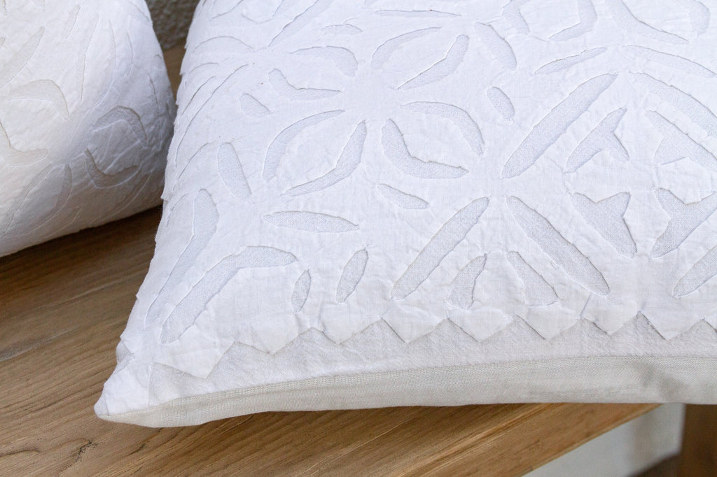 Moonlight, Pair of White Appliqué  Pillow Covers
