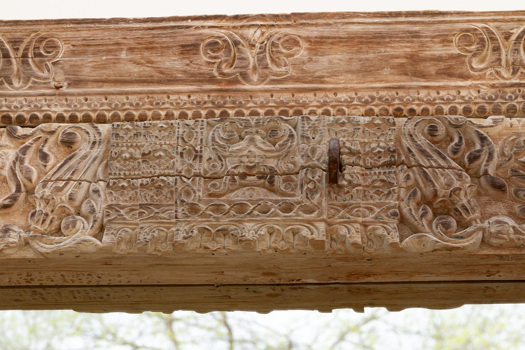 Grand 1800's Indian Door Mirror w/Elephant Carvings