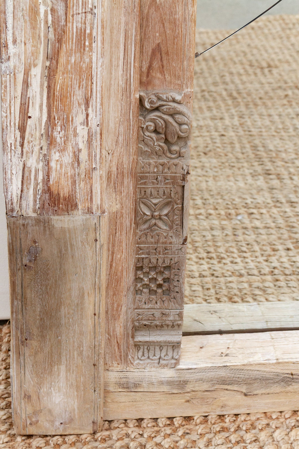 Grand 1800's Indian Door Mirror w/Elephant Carvings