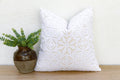 Artisanal 18" White Applique Pillow Cover