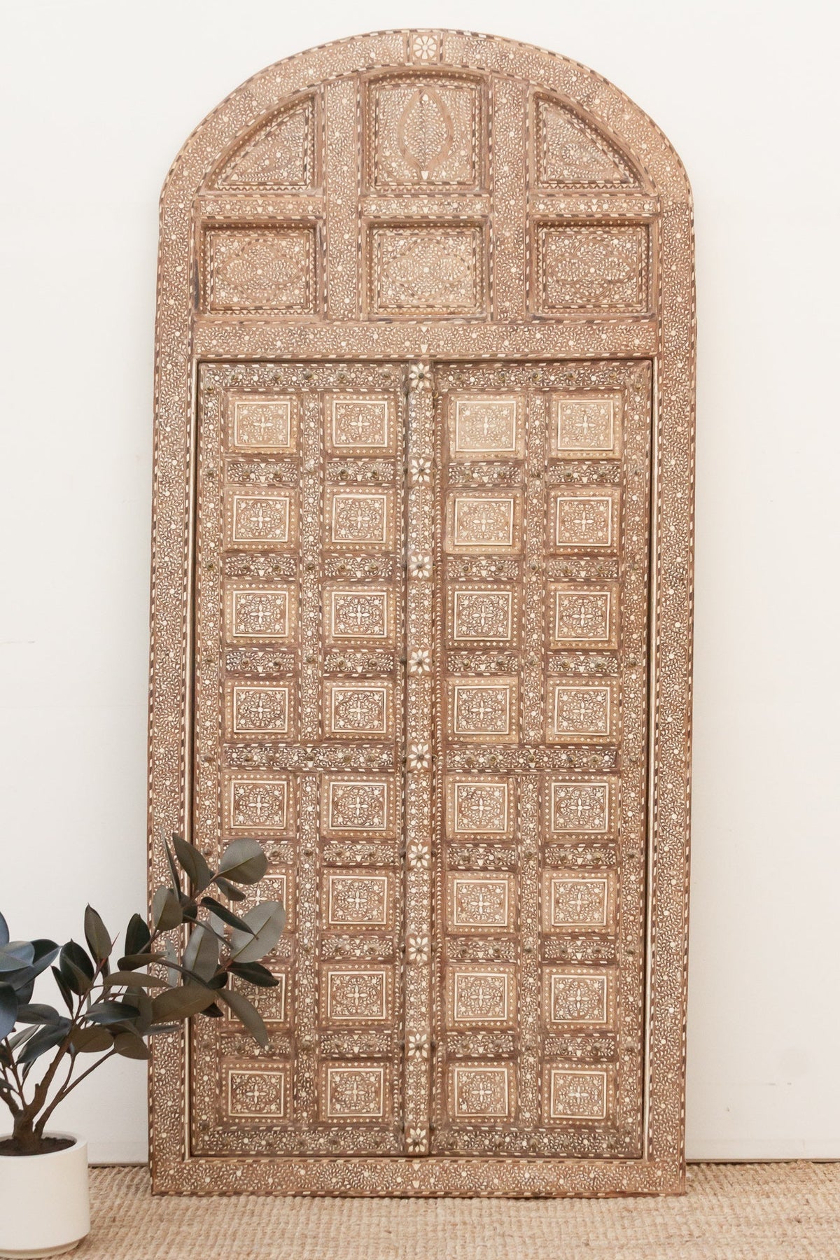 Museum Quality Antique Indian Arch Top Inlay Door