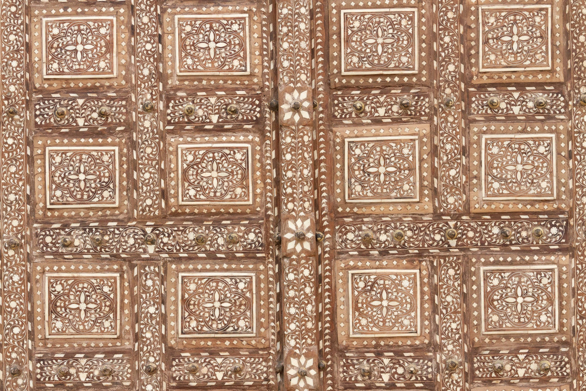 Museum Quality Antique Indian Arch Top Inlay Door
