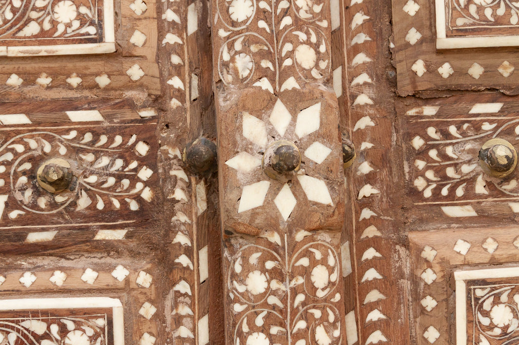Museum Quality Antique Indian Arch Top Inlay Door