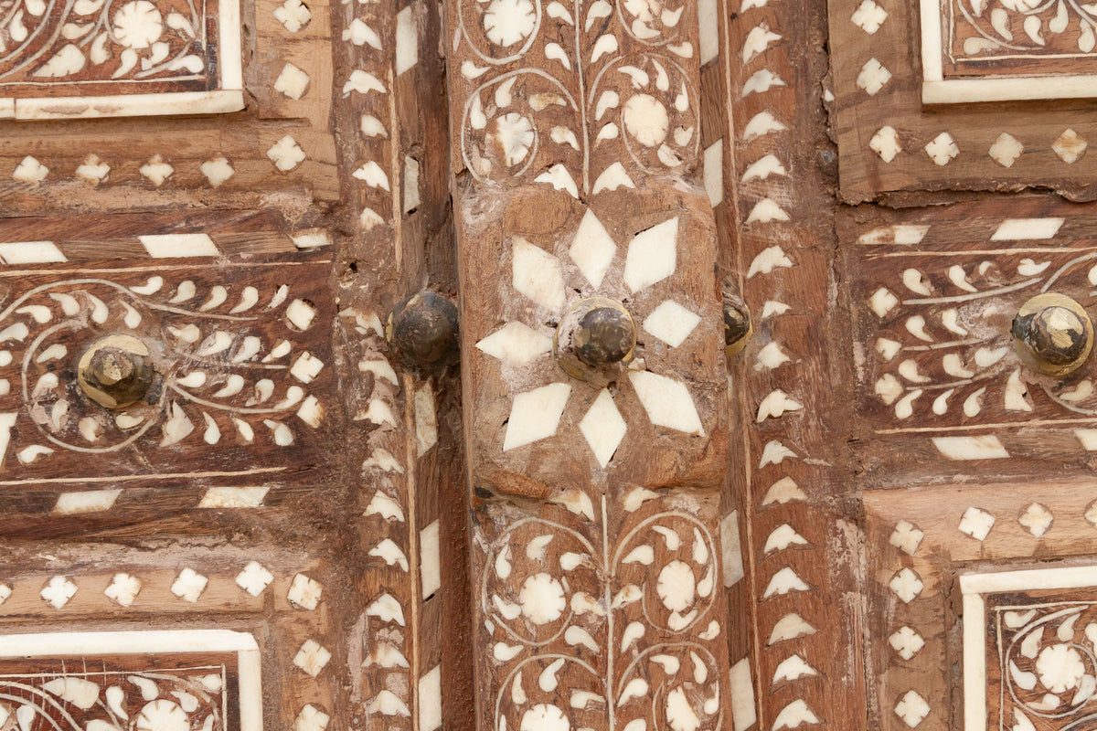 Museum Quality Antique Indian Arch Top Inlay Door