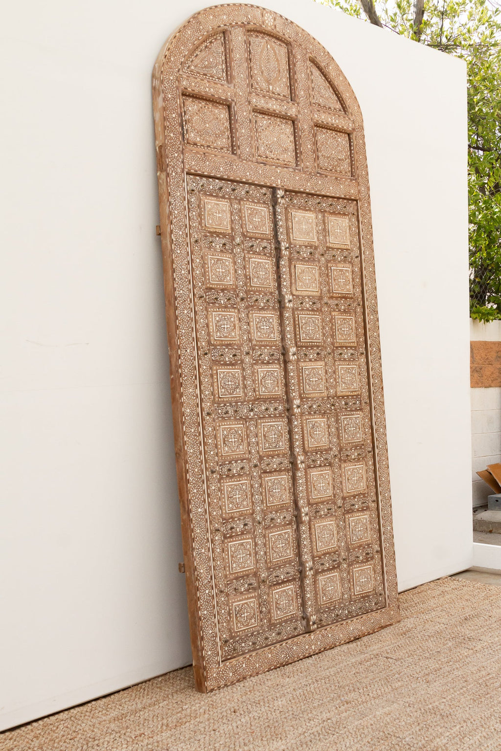 Museum Quality Antique Indian Arch Top Inlay Door