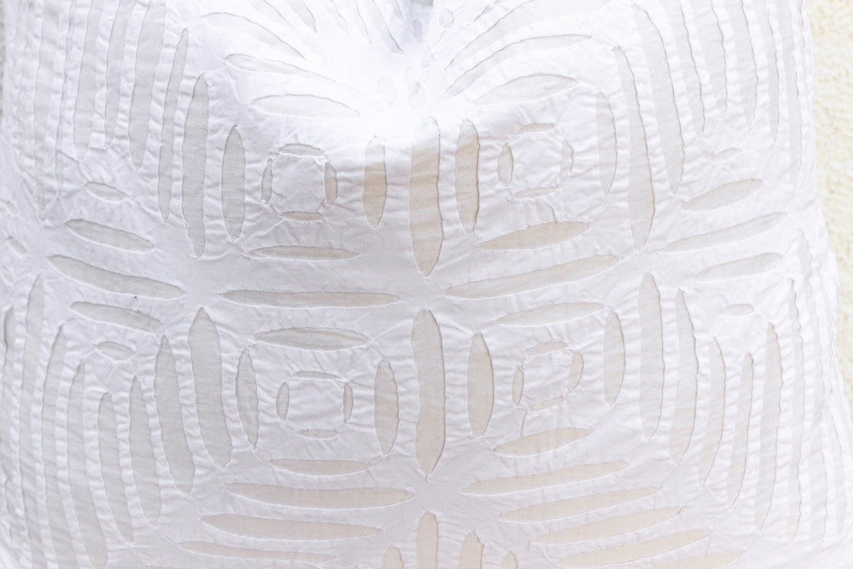 Nomad's White Applique Pillow Cover