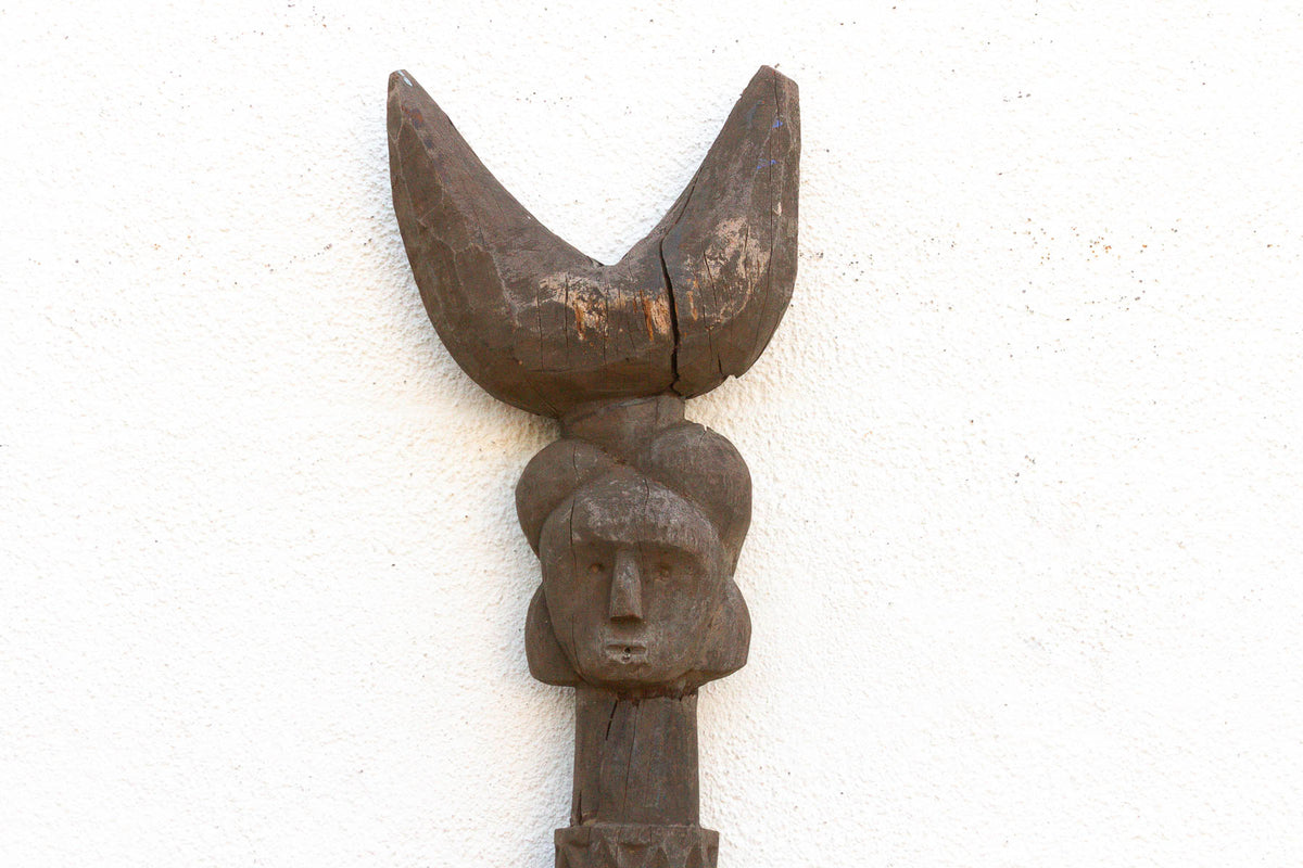 Antique 75" Tall Lobi Guardian Post