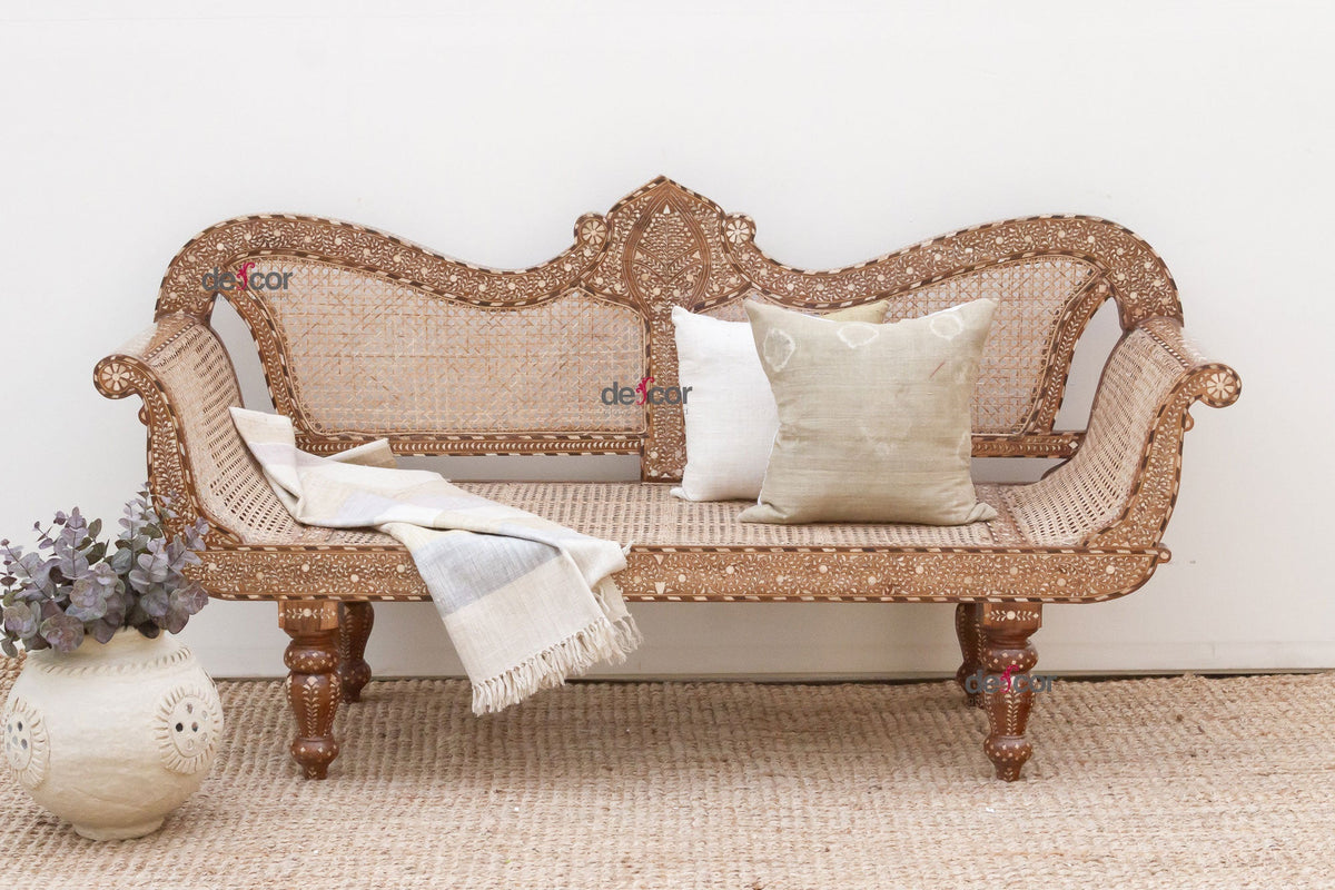 Exquisite Anglo-Indian Inlay Settee Bench