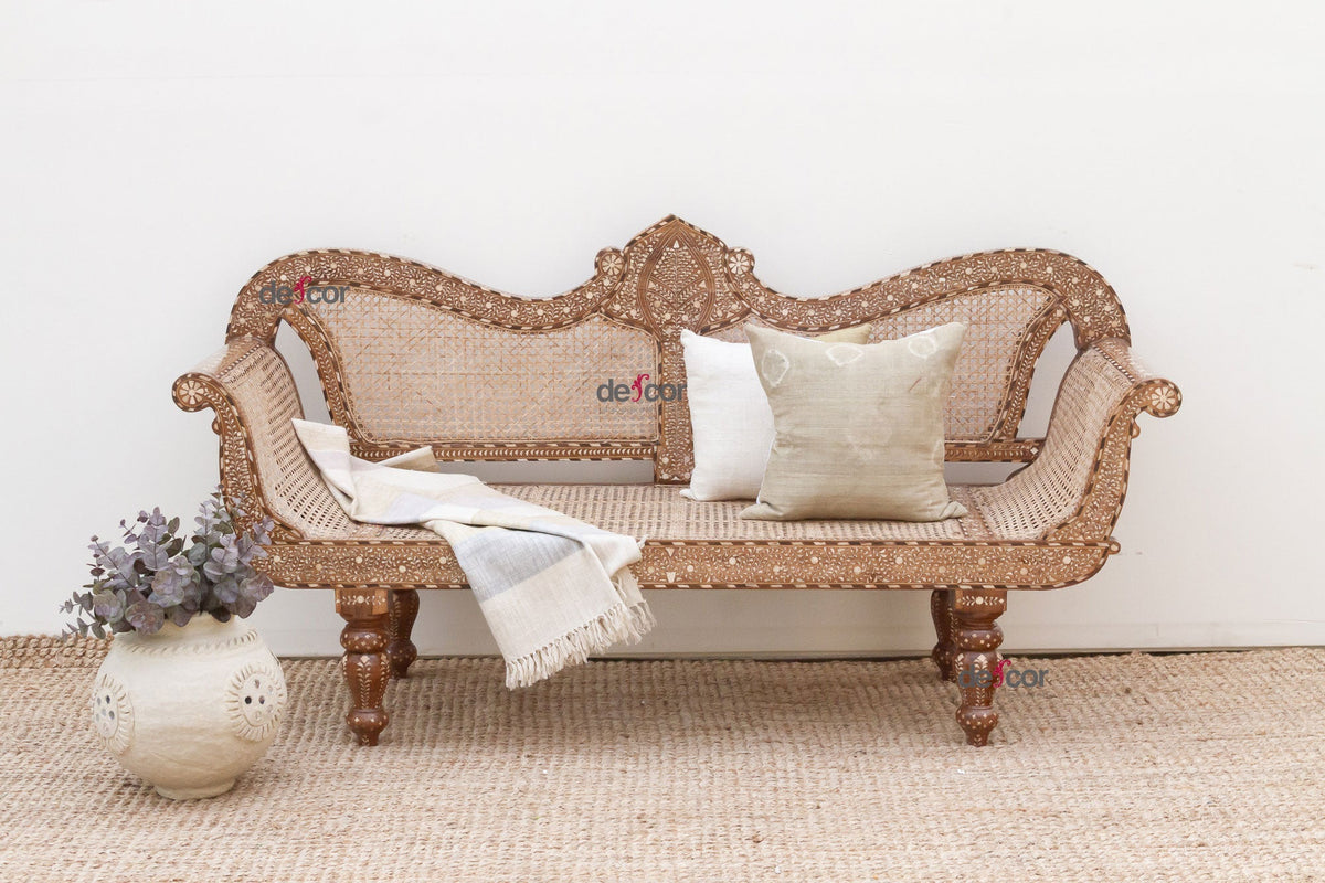 Exquisite Anglo-Indian Inlay Settee Bench