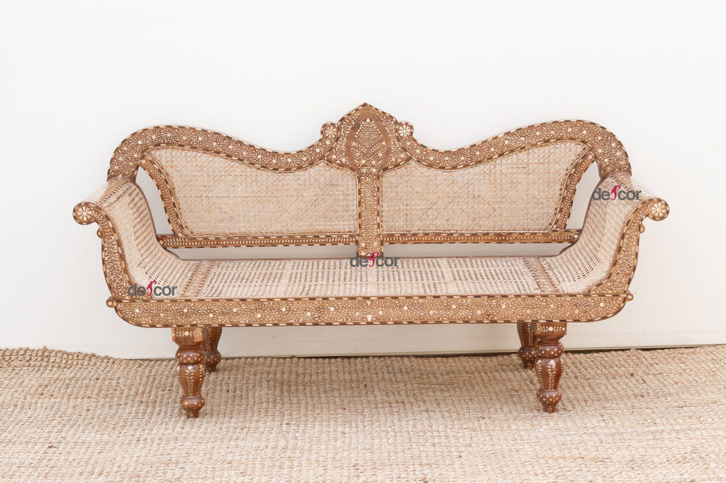Exquisite Anglo-Indian Inlay Settee Bench