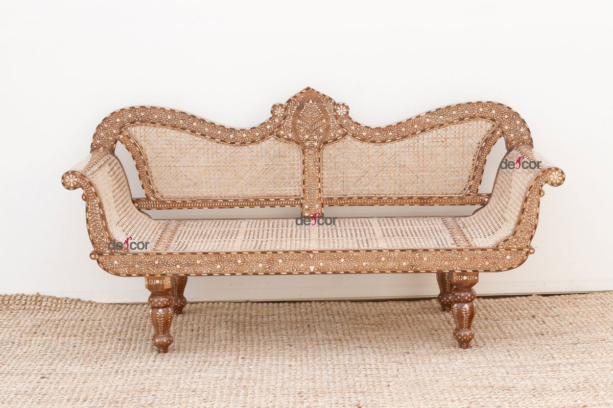 Exquisite Anglo-Indian Inlay Settee Bench