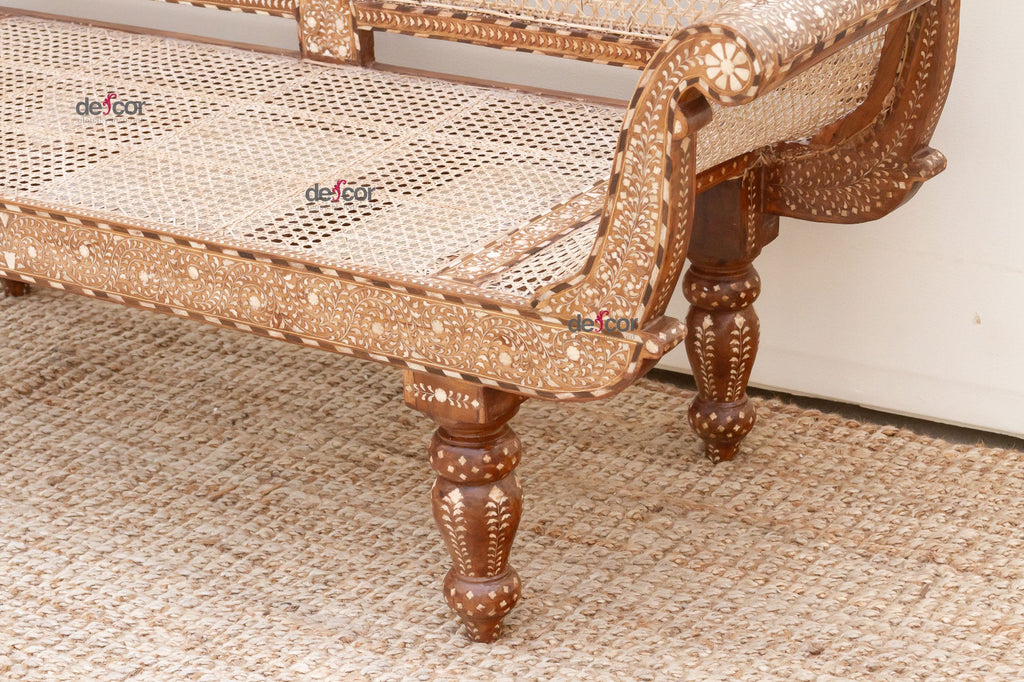Exquisite Anglo-Indian Inlay Settee Bench