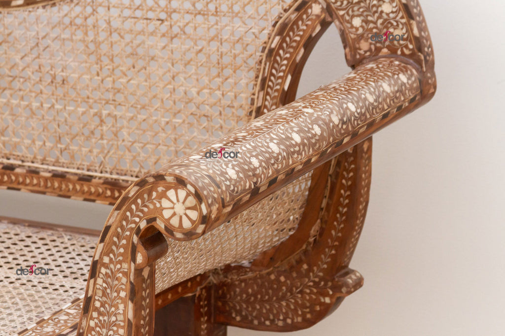 Exquisite Anglo-Indian Inlay Settee Bench