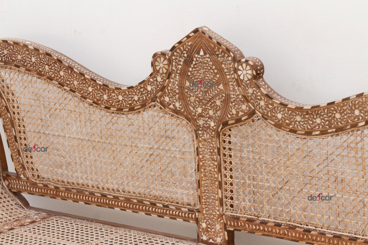 Exquisite Anglo-Indian Inlay Settee Bench