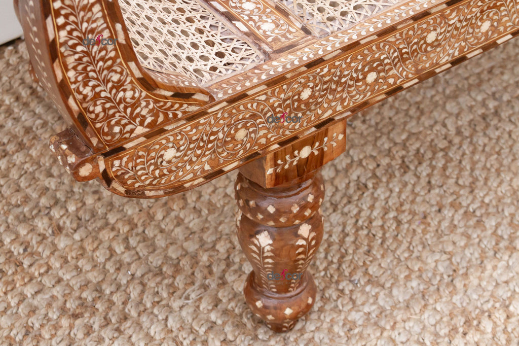 Exquisite Anglo-Indian Inlay Settee Bench