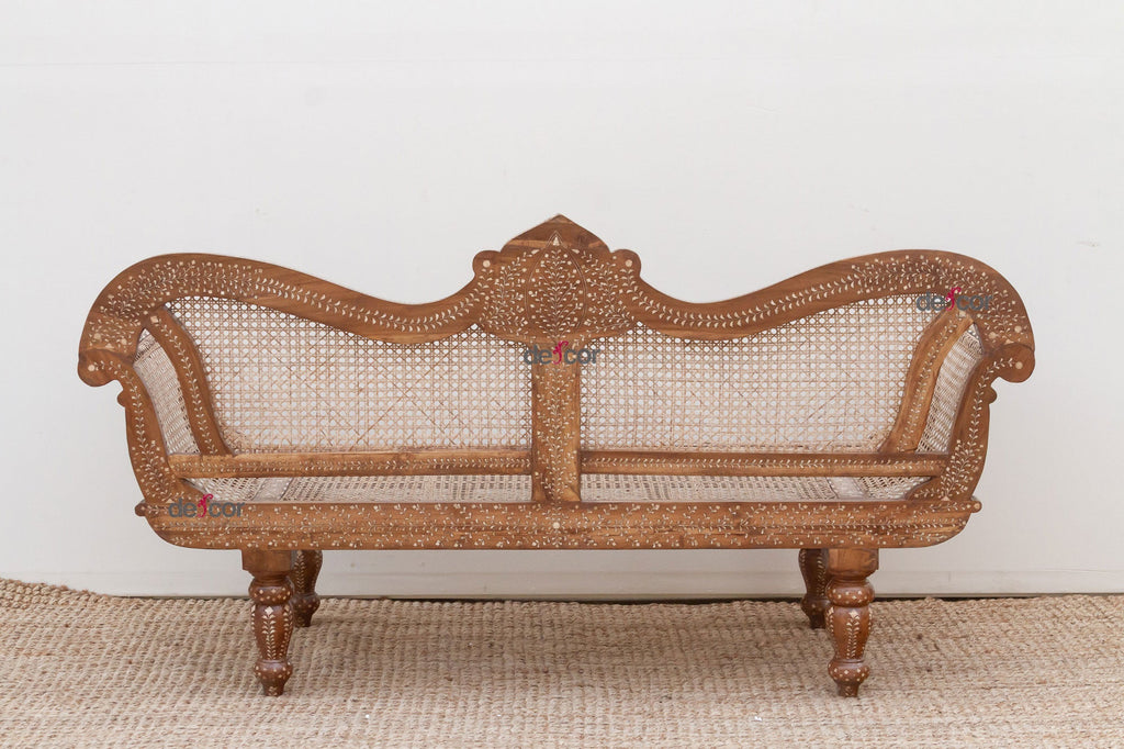 Exquisite Anglo-Indian Inlay Settee Bench