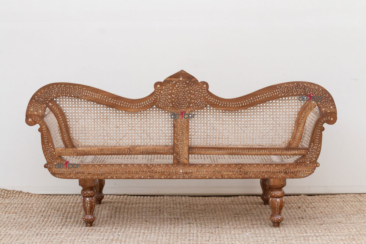 Exquisite Anglo-Indian Inlay Settee Bench