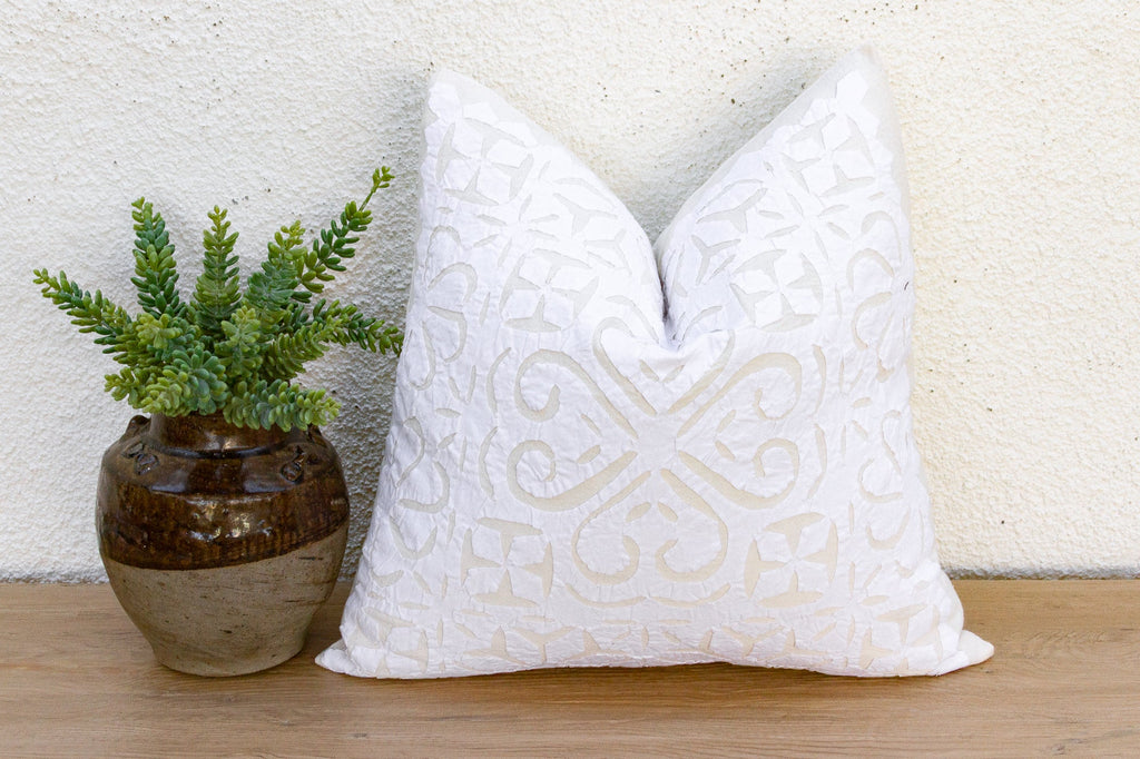 Peony Petals Applique Pillow Cover