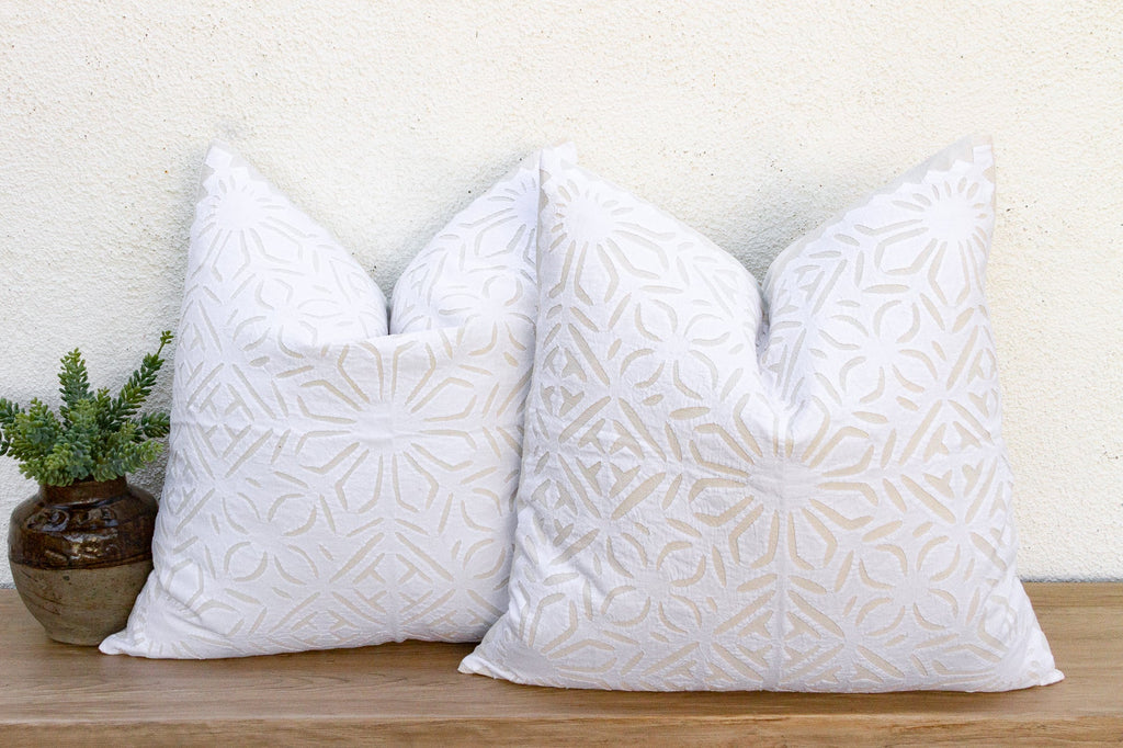 Rajwari Rose, Pair of Appliqué Pillow Covers
