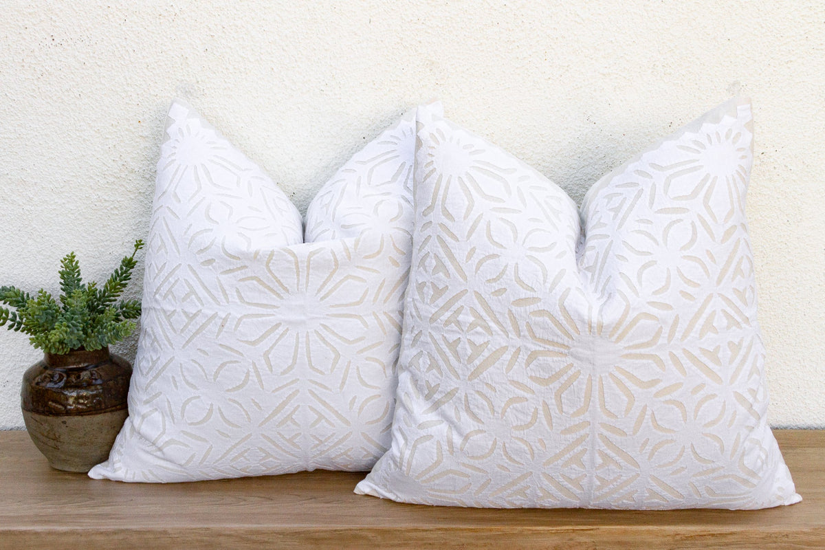 Rajwari Rose, Pair of Appliqué Pillow Covers