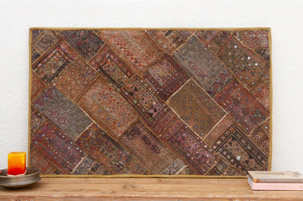 Vintage Bohemian Framed Patchwork Tapestry