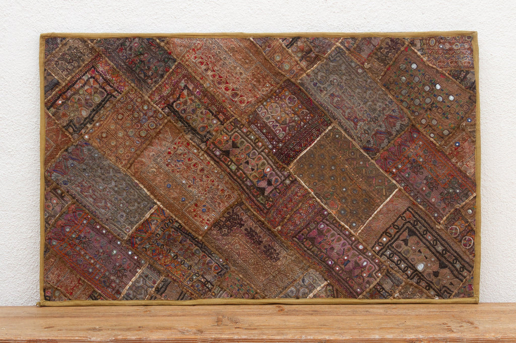 Vintage Bohemian Framed Patchwork Tapestry