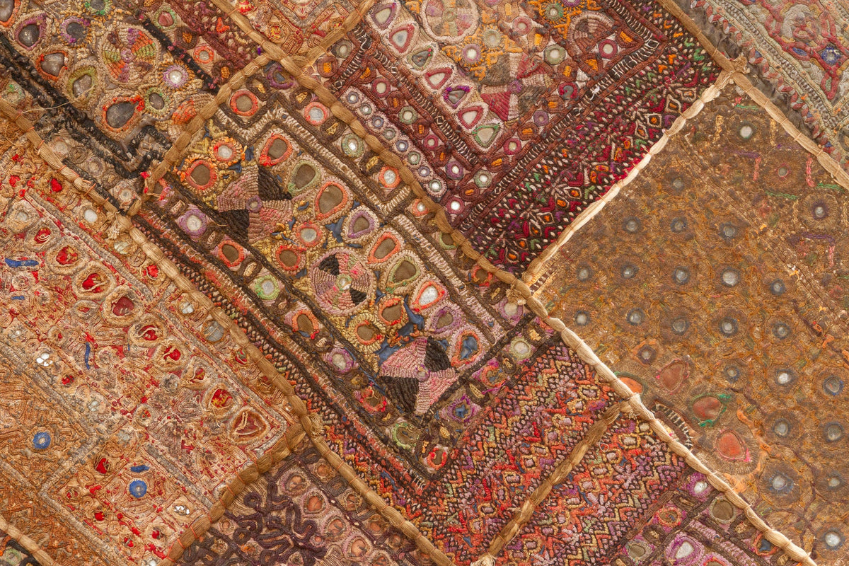 Vintage Bohemian Framed Patchwork Tapestry