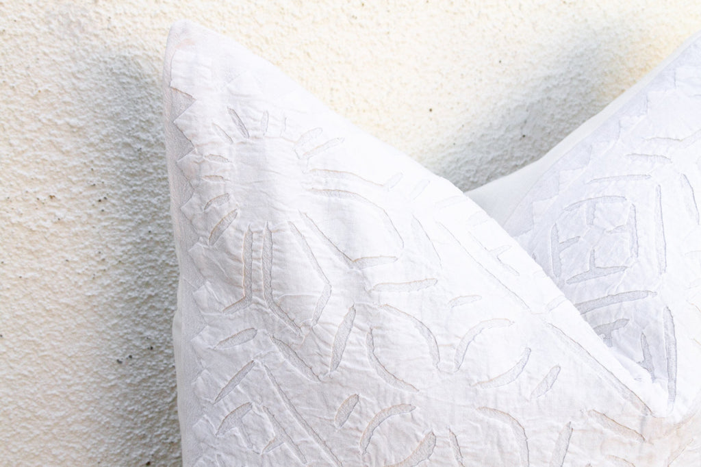 Mandala Blanca, Pair of Appliqué Pillow Covers