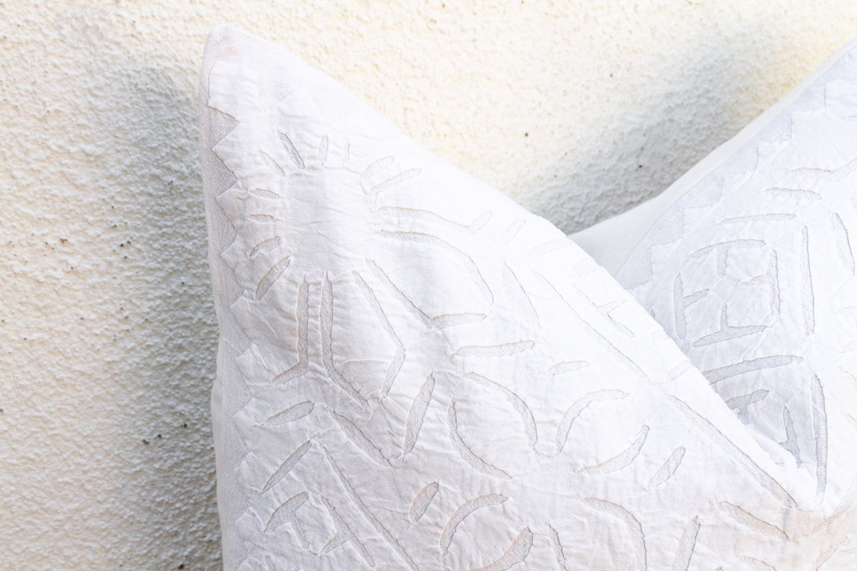 Mandala Blanca, Pair of Appliqué Pillow Covers