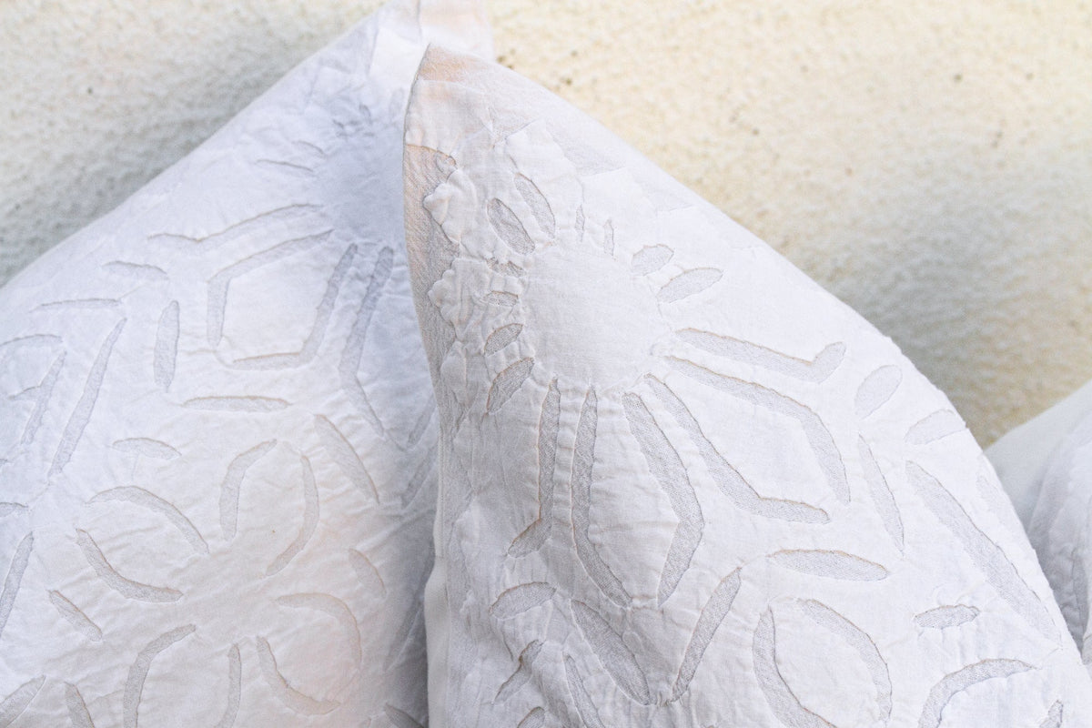 Mandala Blanca, Pair of Appliqué Pillow Covers