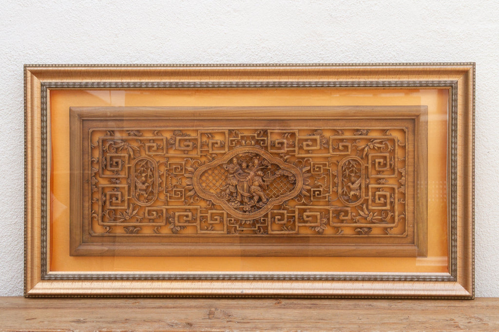 Exquisite Antique Chinese Carved Wood Panel