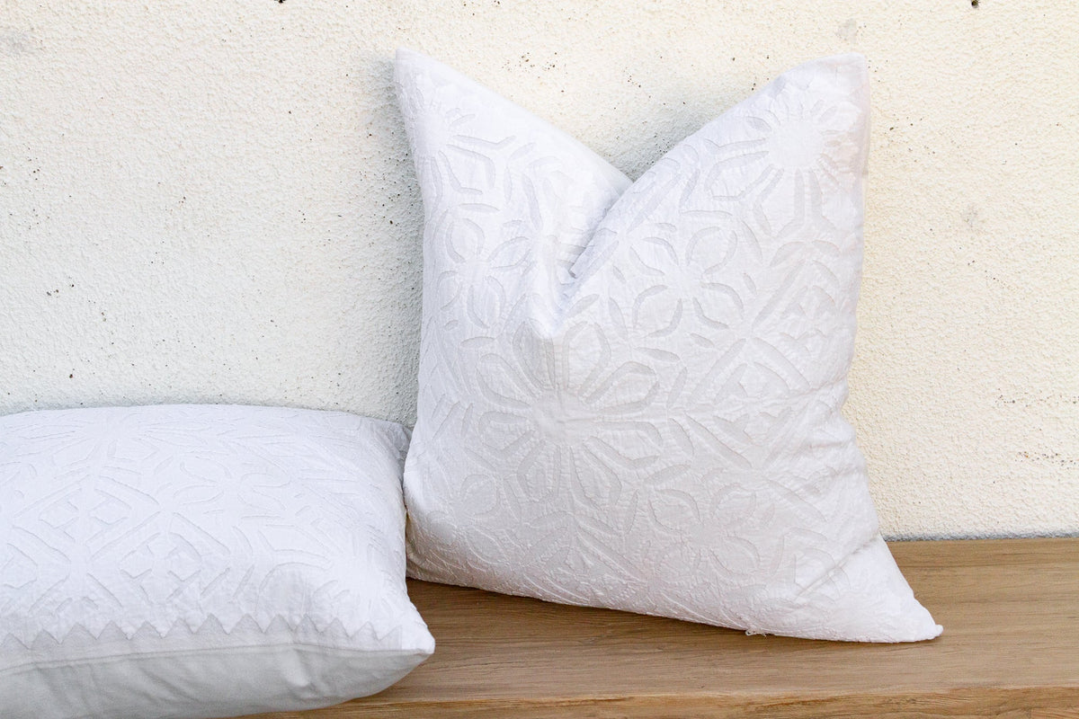Mandala Blanca, Pair of Appliqué Pillow Covers