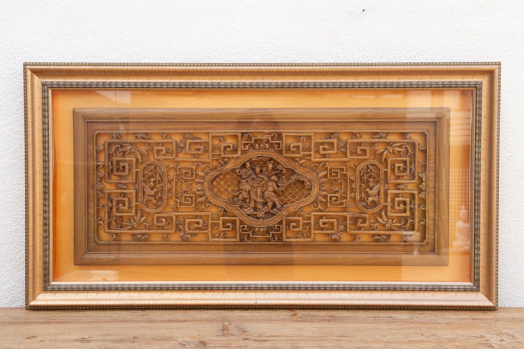 Exquisite Antique Chinese Carved Wood Panel