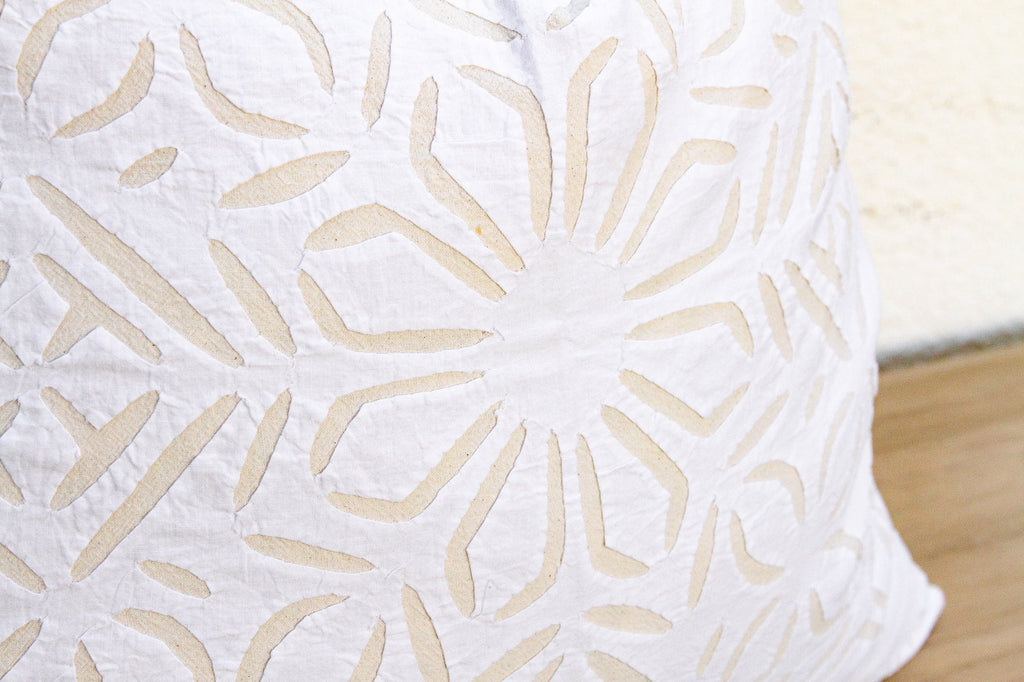Ivory Flora, Pair of Appliqué Pillow Covers