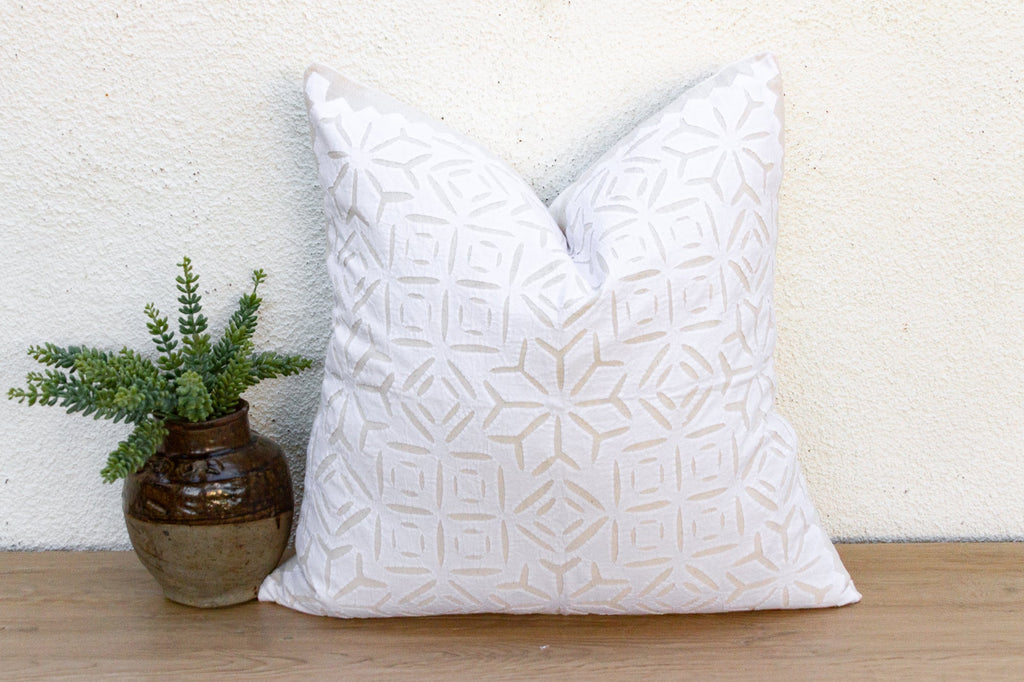 Starry Blossom Appliqué Pillow Cover