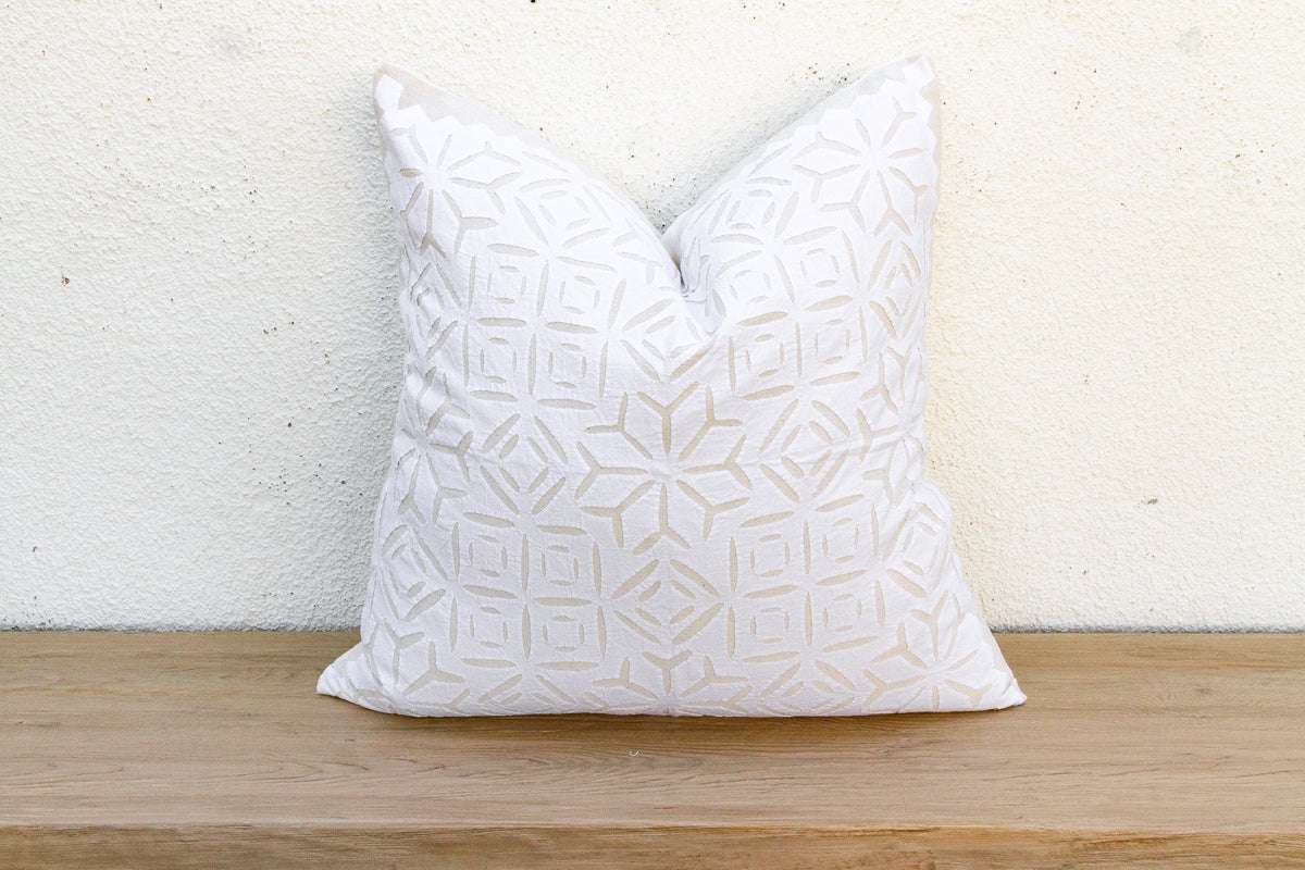 Starry Blossom Appliqué Pillow Cover