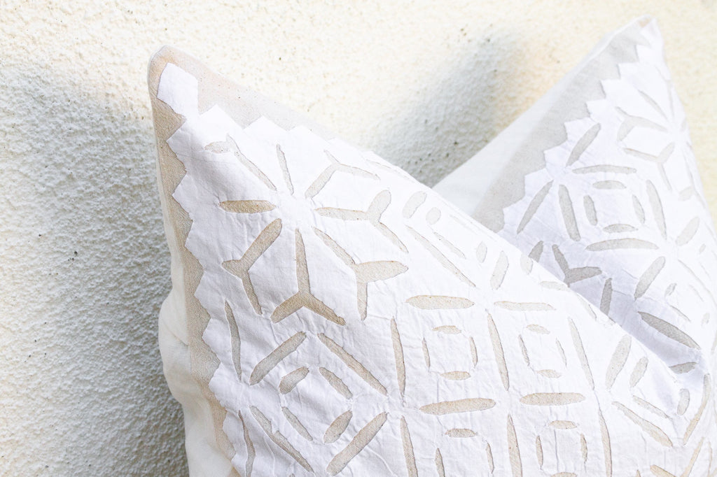 Starry Blossom Appliqué Pillow Cover