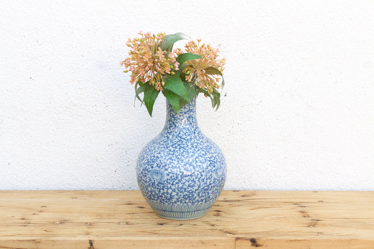 Blue & White Qinghua Floral Vase