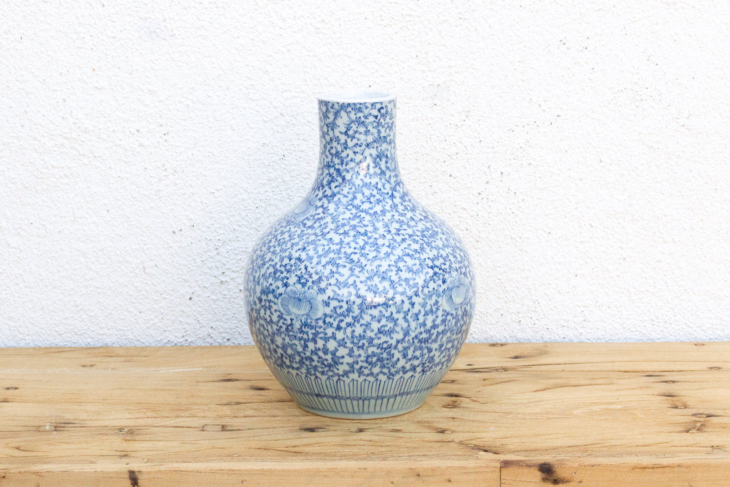 Blue & White Qinghua Floral Vase