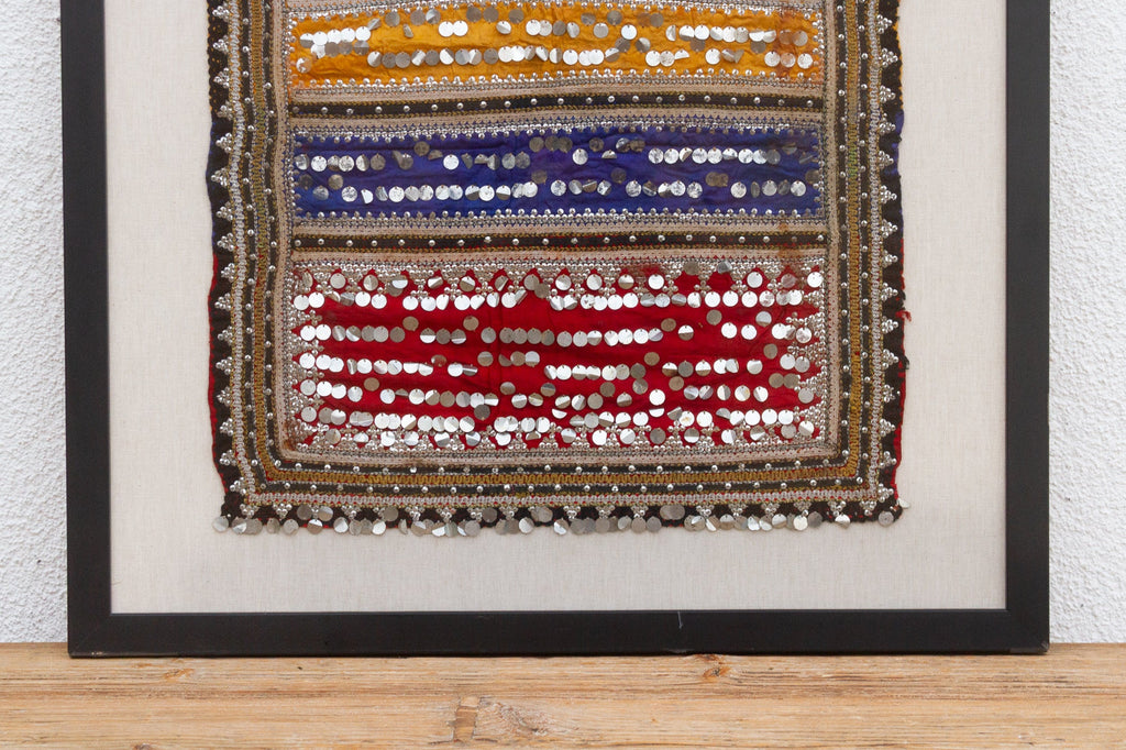 Framed Antique Colorful Kuchi Dress Panel